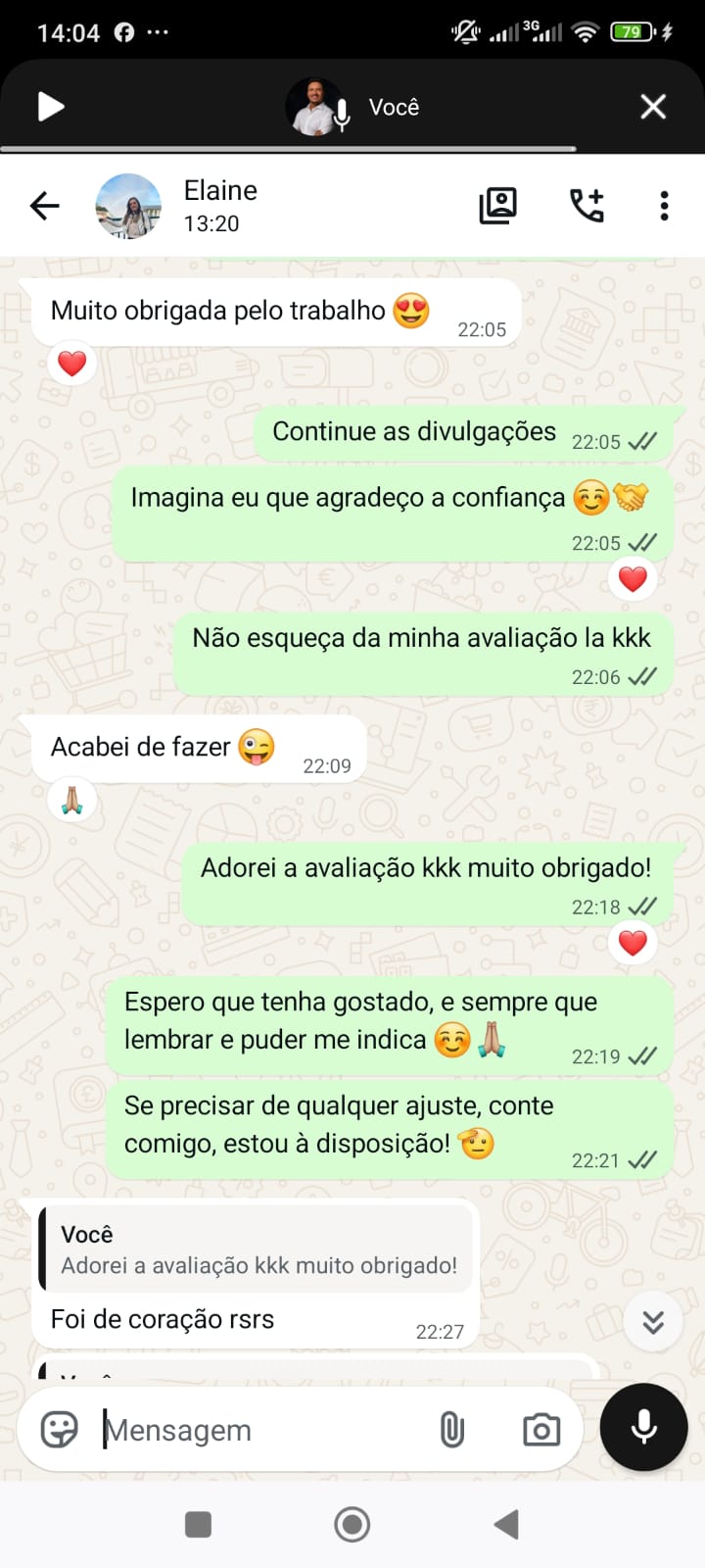 Resultado da LSI Agência para EJ Odontologia e Estética — cliente agradecendo o trabalho de presença digital