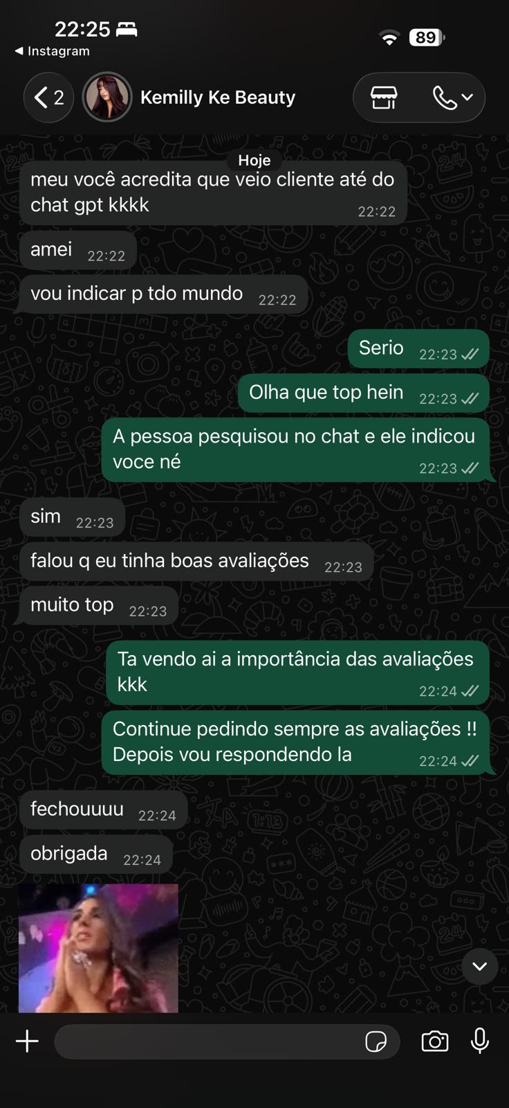Resultado da LSI Agência para Ke Beauty — cliente relatando novo cliente encontrado por busca online