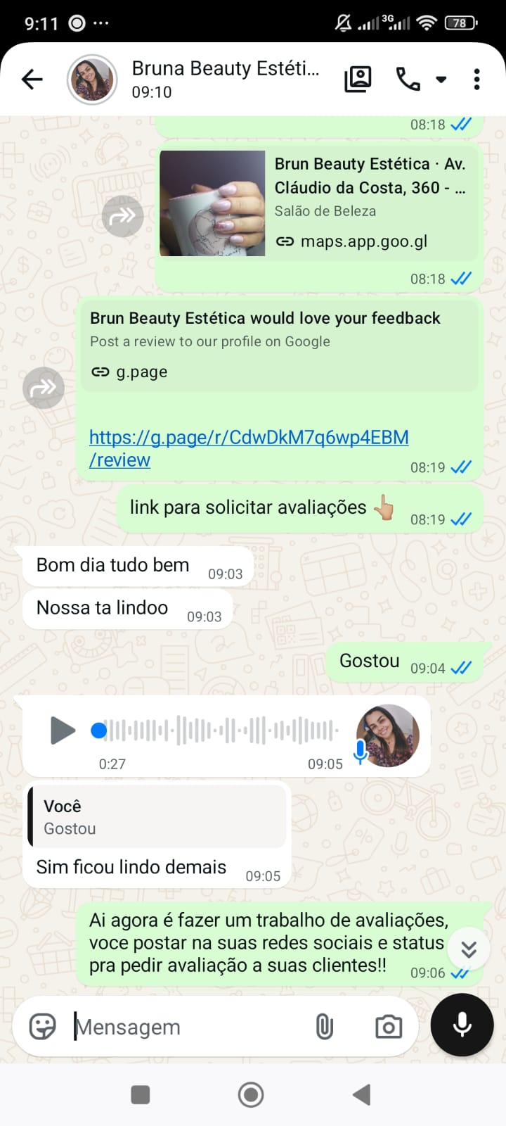 Resultado da LSI Agência para Brun Beauty Estética — Perfil da Empresa no Google configurado